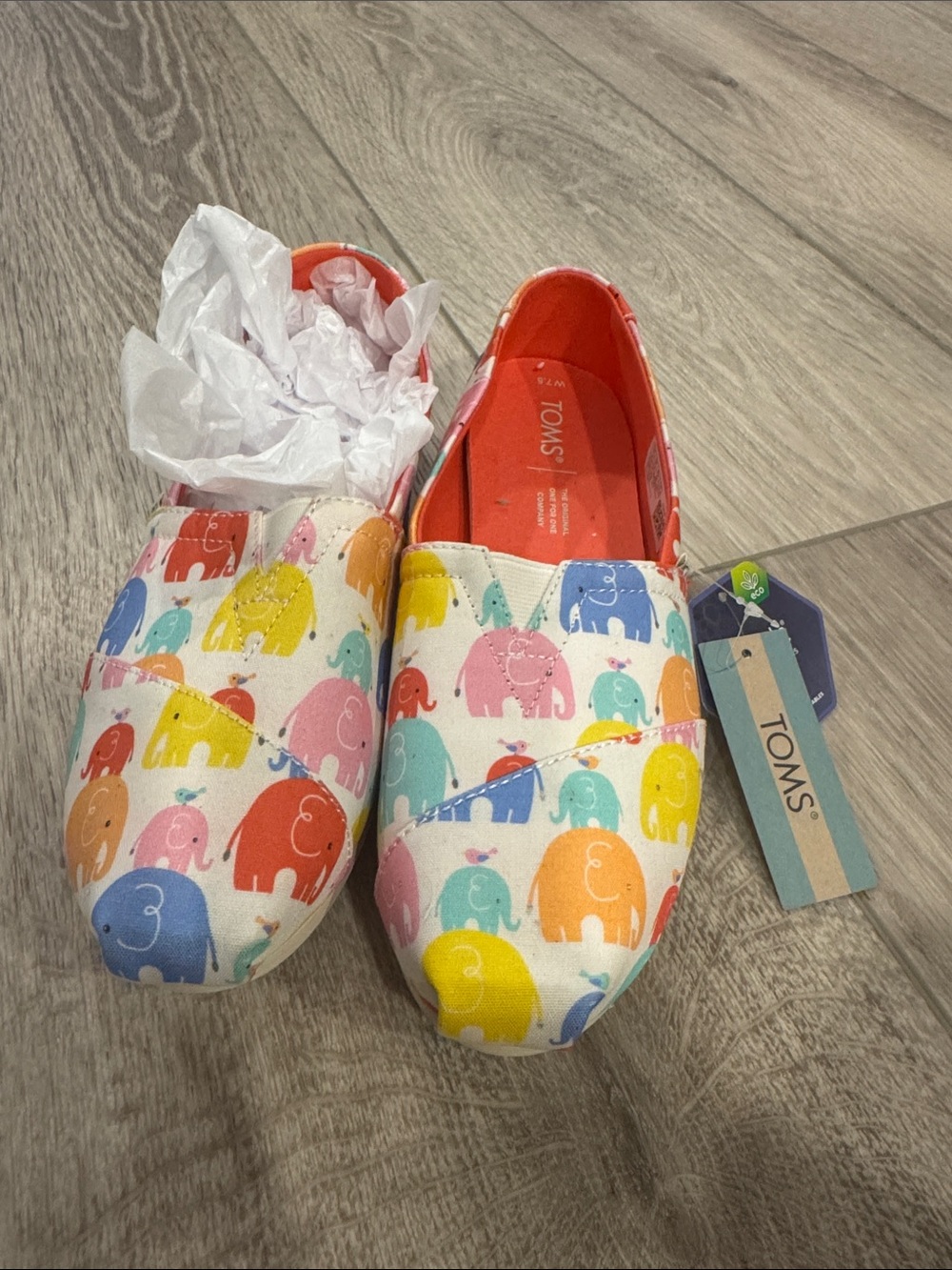 TOMS Woman Elephant Print Slip-Ons in Multicolor
